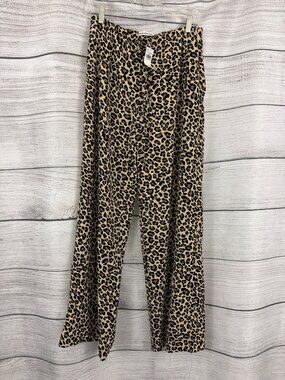 NWT Abercrombie & Fitch Leopard Print Wide-Leg Pants Size S LONG